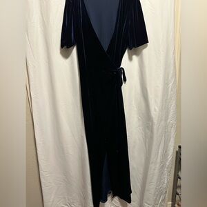 Elegant Black Velvet Wrap Dress